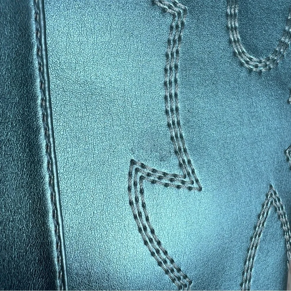 Madden Girl Arizona Knee High Cowboy Boots 7.5M Metallic Blue $99
